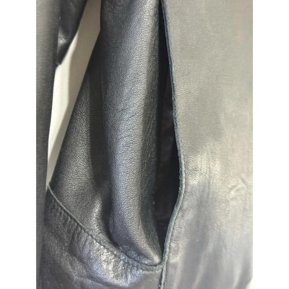 Vintage Isaac Mizrahi Black Leather Jacket Zebra Lining‎ Zip Moto Womens Sz XL